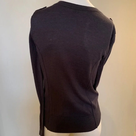 Planet Casual Lg Slv Fitted Cardigan Sweater w Ribbed Scoop Neck Gray Sz XS - Picture 7 of 10